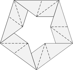 fold at long then short to make big pentagon