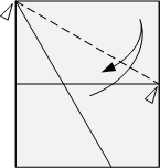 fold crease from top left corner to midpoint of right side