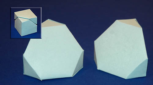 cube cut in half to reveal hexagon