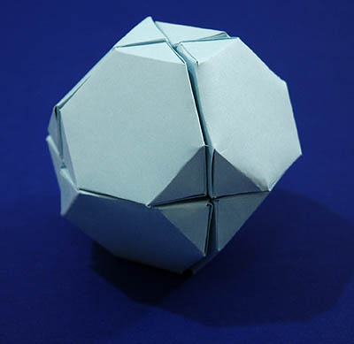 truncated octahedron from four bisected cubes