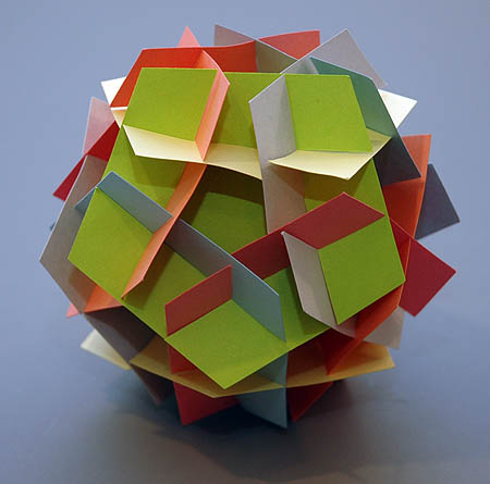 slide-together model made with pentagons