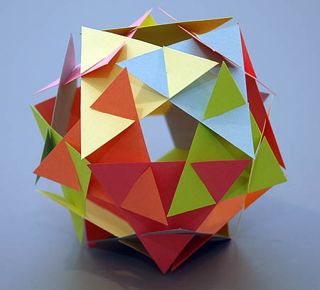 slide-together model made with triangles