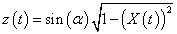 z=sin(alpha)sqrt(1-(x(t))^2)